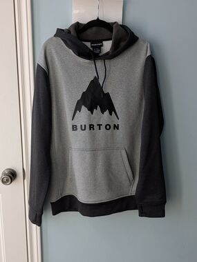 Burton Gray and Charcoal Mountain Logo Pullover Hoodie